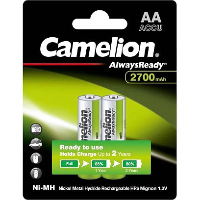 Аккумулятор Camelion Always Ready 2шт/бл(NH-AA2700BP2,1.2В) (15036)
