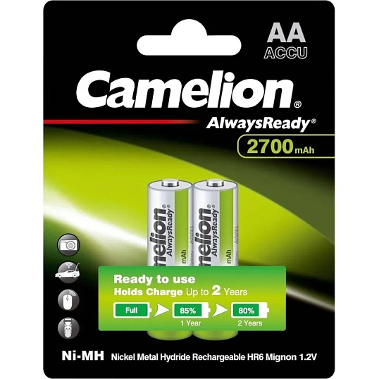 Аккумулятор Camelion Always Ready 2шт/бл(NH-AA2700BP2,1.2В) (15036)