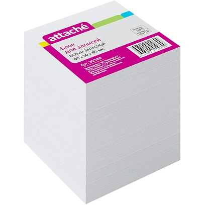 Блок для записей ATTACHE запасной 9х9х9 белый блок 80г