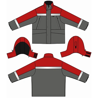 Куртка рабочая зимняя мужская з47-КУ сер/крас (р.60-62) 194-200