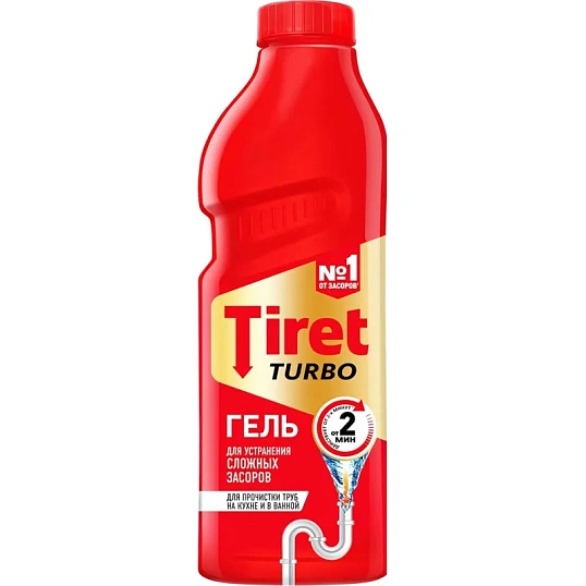 Средство для прочистки труб TIRET TURBO гель, 1л