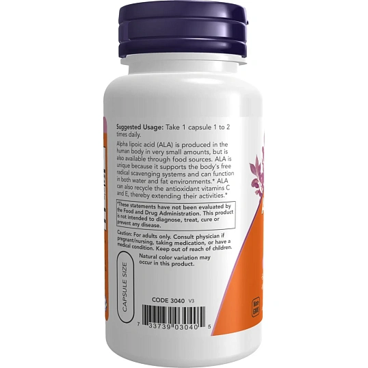 БАД NOW Альфа-липоевая кислота 100 мг 60 капс 701 мг