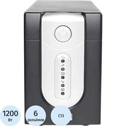 ИБП Powercom Back-UPS IMPERIAL IMP-2000AP, лин-инт.,2000ВА/1200Вт,6xC13,USB