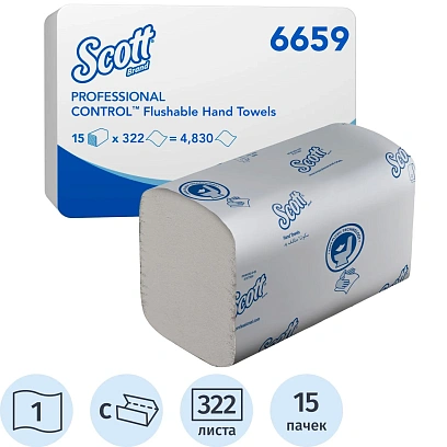 Полотенца бумажные д/дисп KK Scott Perfomance 1слбел С-слож322л15пач/уп6659