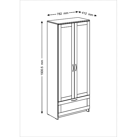 Шкаф для одежды ШС_Сириус 2 двери и 1 ящик дуб сонома