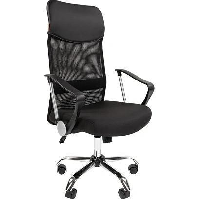 Кресло VT_CHAIRMAN 610 сетка/ткань/экокожа черный, хром