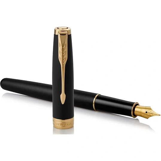 Ручка перьевая  PARKER SONNET MATT BLACK GT 2 черных картр 0,8мм 1931516