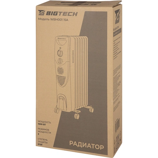 Радиатор BigTech WBH001 15A, масляный (7 секций 1500 Вт)