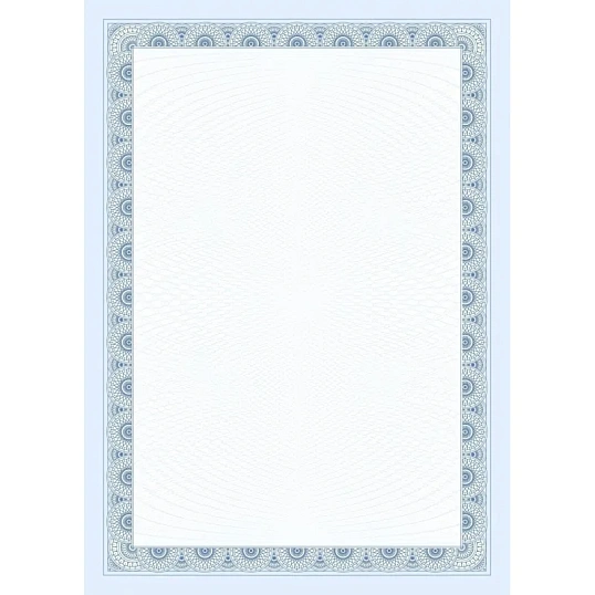Сертификат-бумага с рамкой А4 синяя кружева, 250 г/кв.м, 20 шт/уп КЖ-1794/8
