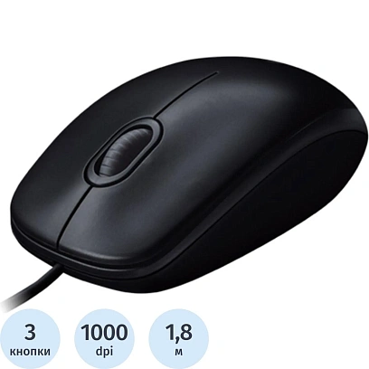 Мышь компьютерная Logitech M100 Dark/Grey 910-005006 проводная