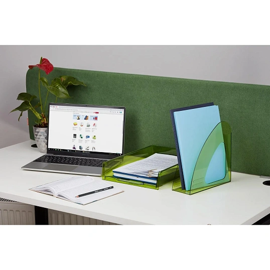 Лоток горизонтальный Attache Bright Colours решетчатый прозрачный зеленый