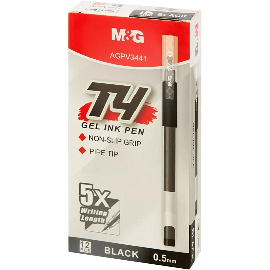 Ручка гелевая неавтомат. M&G T4, с манжет,д.ш. 0,5 мм,черная AGPV3441
