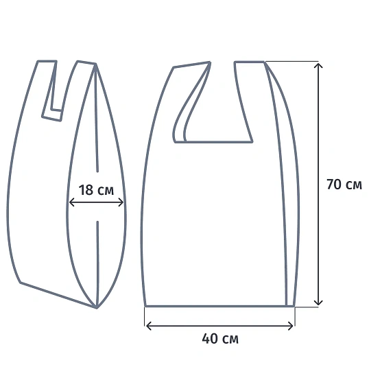 Пакет-майка ПНД 40+18x70 см, черный, усиленный, 30 мкм, 100 шт./уп. 