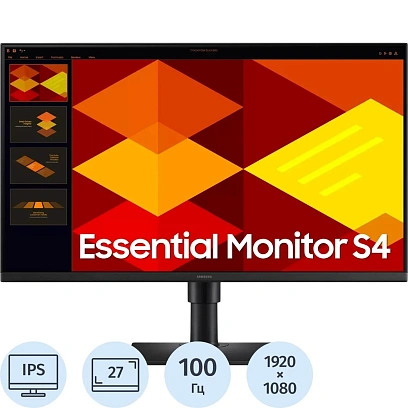 Монитор Samsung 27 S4 S27D400GAUXEN IPS/FHD/HAS Piv/100Гц/DP/HDMI/USB/черн