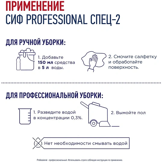 Моющее средство дезинфицирующее концентрированное Сиф Professional 1л
