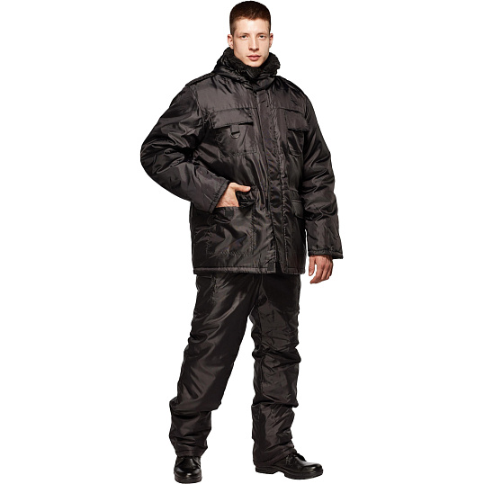 Костюм зимний Охранника с п/к черный (р.60-62) 170-176