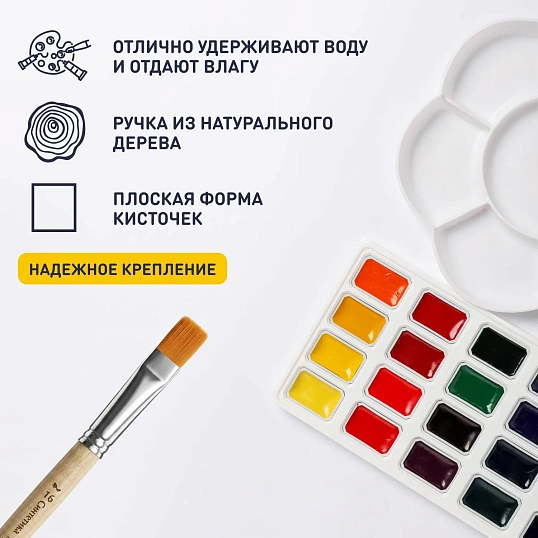 Кисть №1School синтетика плоская №16