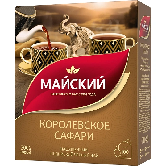 Чай Майский Королевское Сафари, черный, 100пакx2г