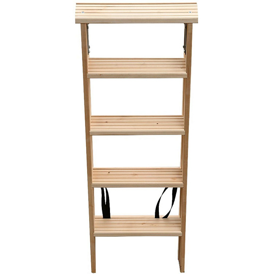 Стремянка деревянная двусторонняя с широкими ступенями 2х5 ступеней