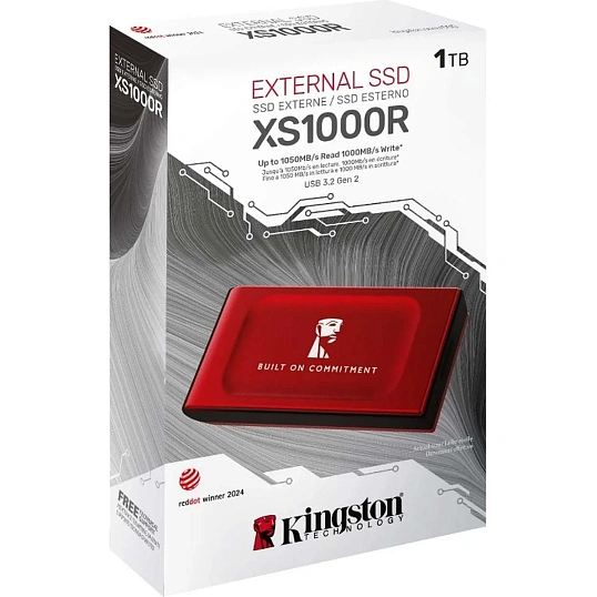 Портативный SSD Kingston External SSD XS1000R,1000GB,Type-C/A,USB 3.2,Red