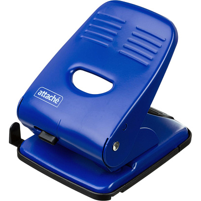 Дырокол Attache до 40 листов, с линейкой, цвет синий
