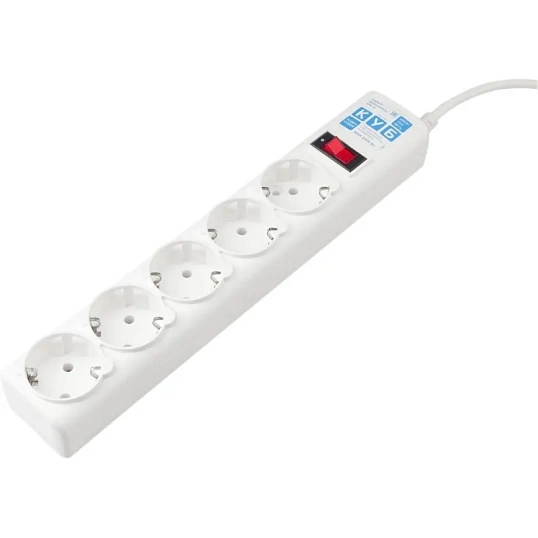 Сетевой фильтр Power Cube B 3.0 м 5 роз (белый) 10А/2,2кВт (SPG-B-10-WHITE)