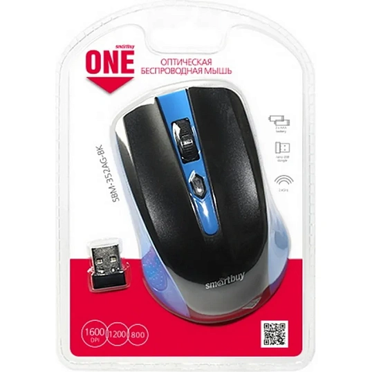 Мышь компьютерная Smartbuy ONE 352 беспровод сине-черная(SBM-352AG-BK) / 60