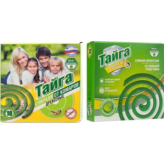 Средство от насекомых Тайга спирали от комаров древесные 10 шт/уп