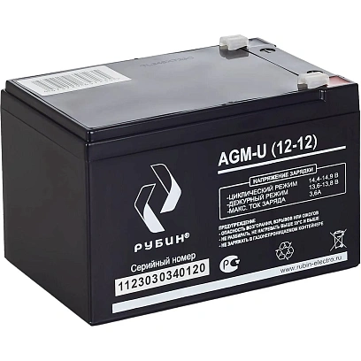 Батарея для ИБП Рубин 12V 12Ah AGM (РЭ-АКБ1212)