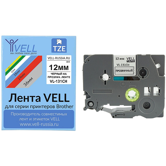 Картридж Vell VL-131CH (с чип.12мм,черн.на прозрю)PT-100E/100ECH/D200