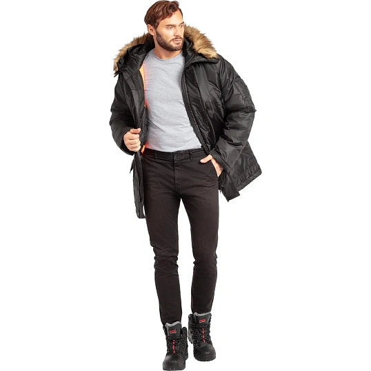 Куртка зимняя муж Аляска з66-КУ удлиненная черн (р.60-62)170-176