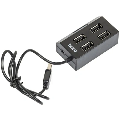 Разветвитель USB 2.0 Buro BU-HUB4-U2.0 4порт. черный