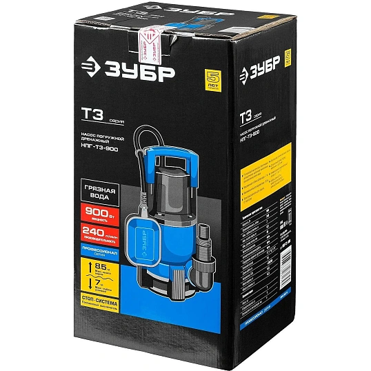 Насос дренажный для грязной воды ЗУБР Профессионал НПГ-Т3-900