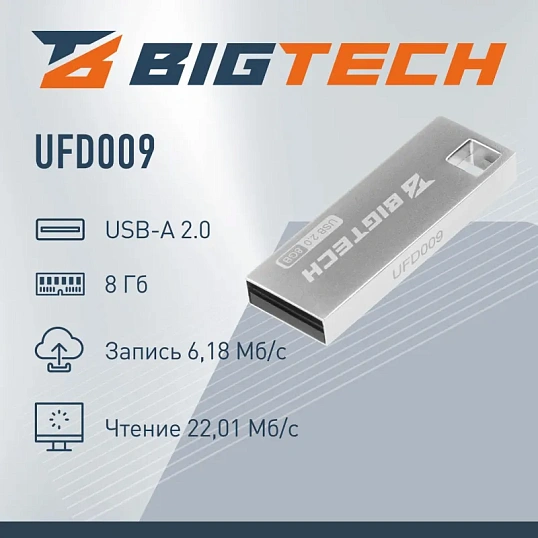 Флеш-память BigTech UFD009, USB2.0, 8GB