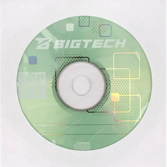 Носители информации Bigtech YCDRB005 CD-R 700 МБ/48х/1 конверт белый