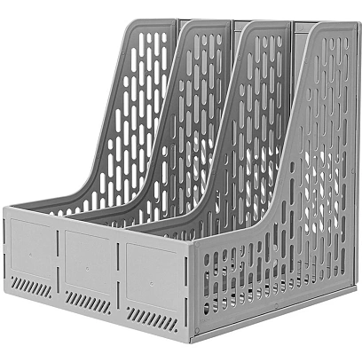 Лоток вертикальный д/бумаг Deli E9843,сбор,3отд,сер,250x257x275мм,пл