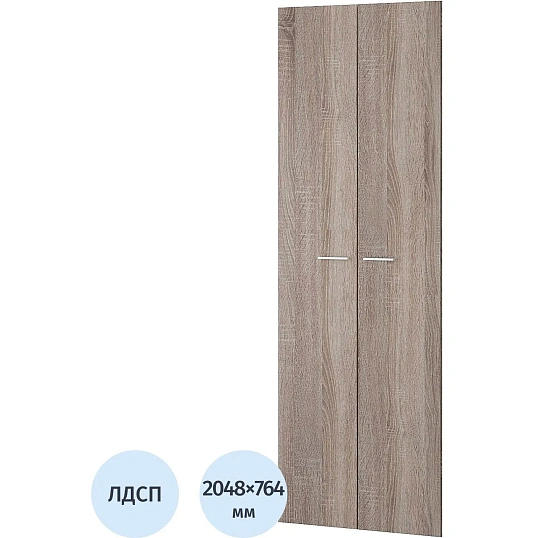 Двери Комус Мебель К-Loft 2шт. 241H005 764х16х2048 сонома темн с бел ручк