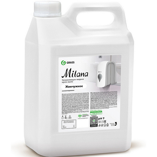 Мыло жидкое ПРОФ пенное Grass/MILANA крем-мыло жемч, 5л_ТБ