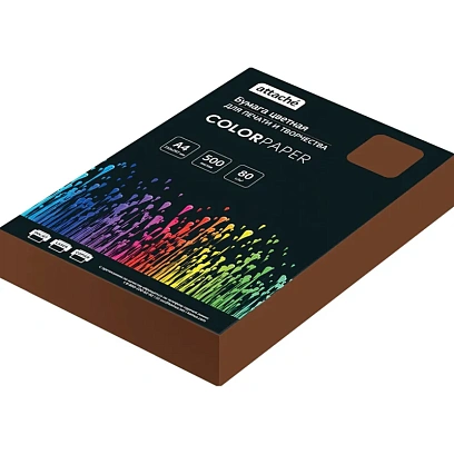 Бумага цветная Attache (коричневый интенсив), 80г, А4, 500 л