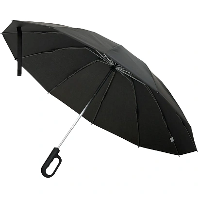 Зонт обратного сложения inLoop с ручкой-карабином, черный 22329.30