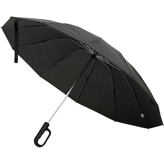 Зонт обратного сложения inLoop с ручкой-карабином, черный 22329.30