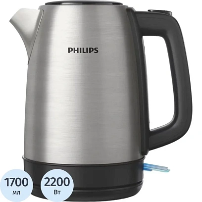 Чайник Philips HD9350/90, 2200Вт, 1,7л, нерж/черн. пластик