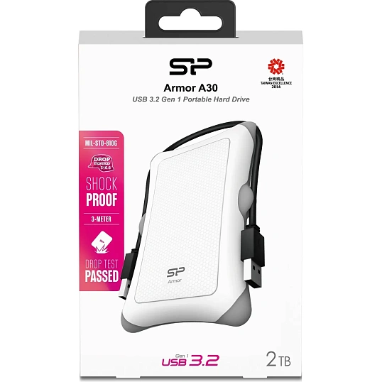 Портативный HDD Silicon Power Armor A30 2 TB USB 3.2, белый, резина
