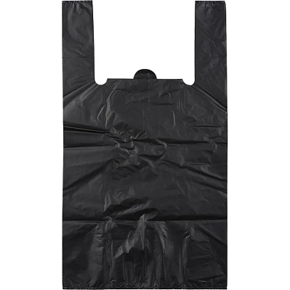 Пакет-майка ПНД 38+20х68 см, 15 мкм, 200 шт/уп, черный