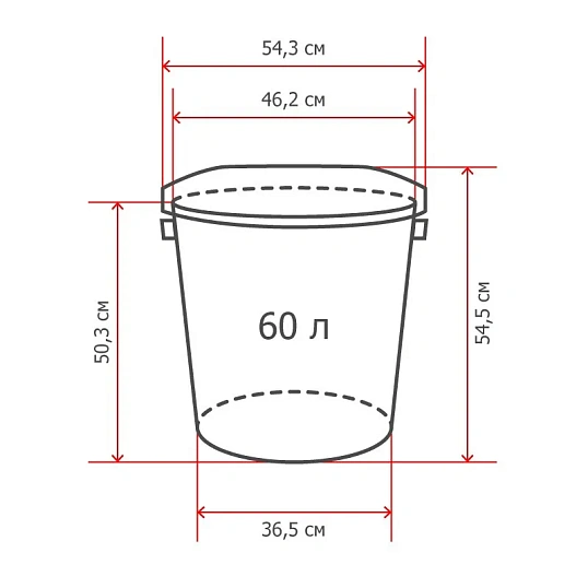 Бак для отходов 60л пластик, зеленый для пищ./непищ. прод. (до -30)