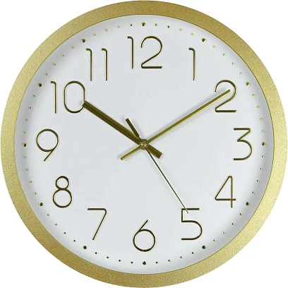 Часы настенные Troyka, диаметр 30см, кольцо пластик - золотист. 76768781
