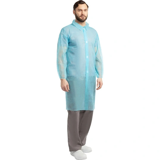 Халат на липучках 20гр/м2 р.XL, голубой (10шт/упак),арт.406-878-006,к