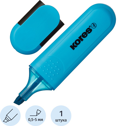 Маркер текстовыделитель Kores BRIGHT LINER PLUS, скош нак, 0.5-5 мм,синий