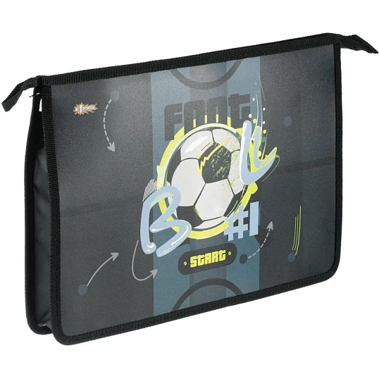 Папка для тетрадей Football синий,А4,молн.,пласт.,ПТ-813