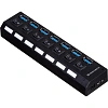 Разветвитель USB  HS006 выключатель/USB 3.0x7/черный